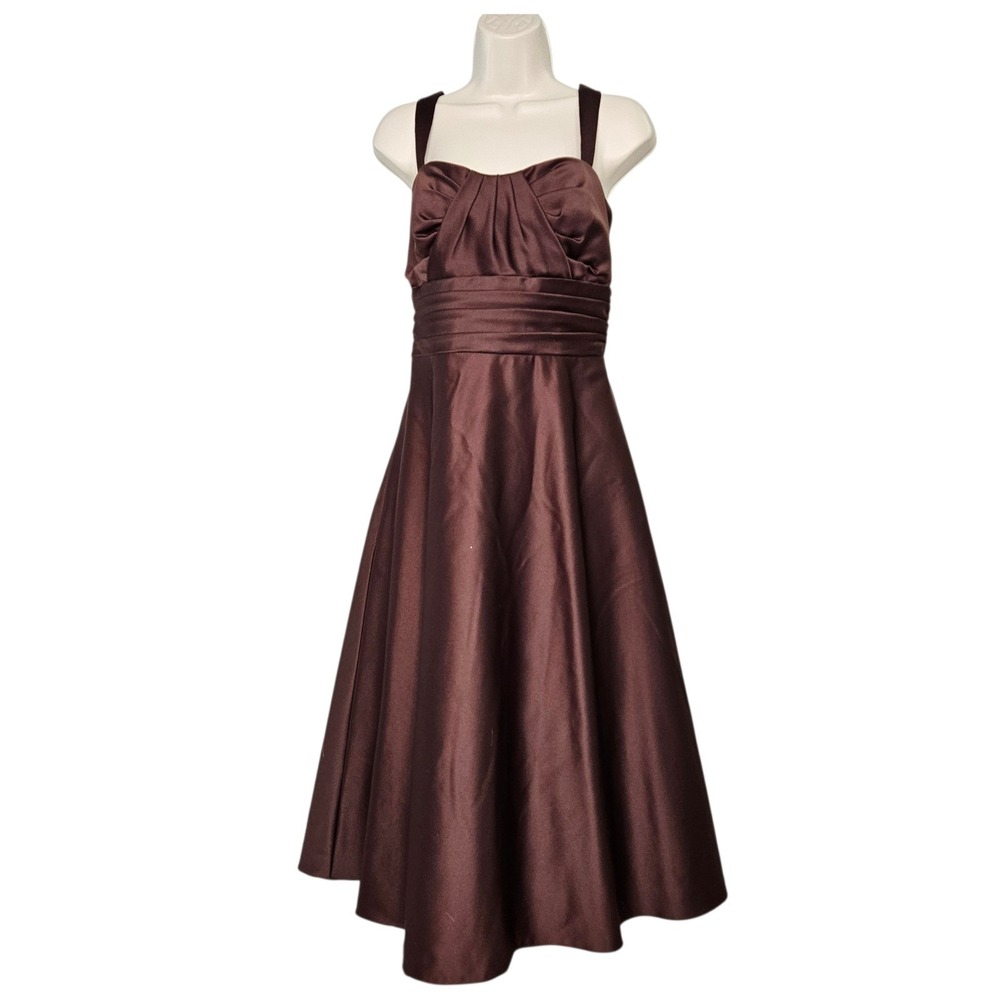Alfred Angelo Brown Satin A-Line Prom Dress - Picture 10 of 11